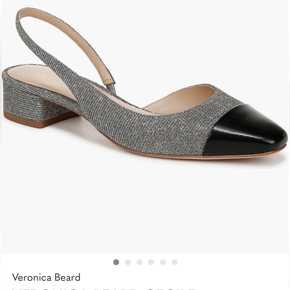 Veronica Beard Cecile Slingbacks Glitter black cap toe